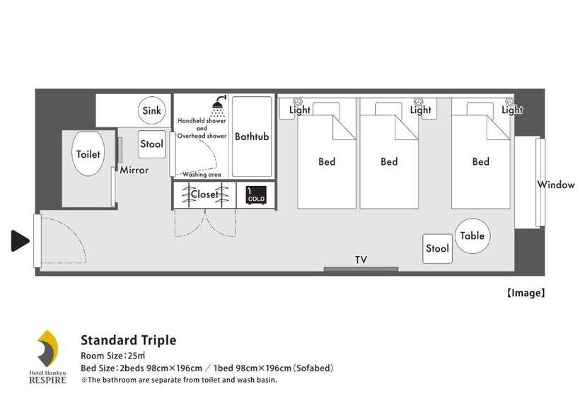 Standard Triple Room, Hankyu Respire Osaka