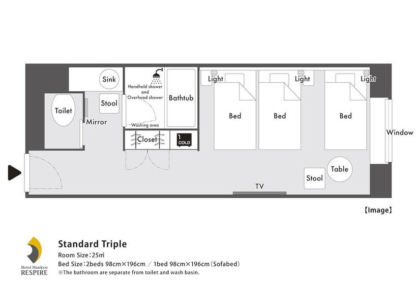 Standard Triple Room, Hankyu Respire Osaka
