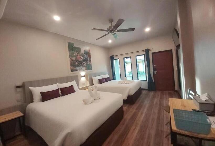 정원 전망 4인용 스탠다드 룸, Khong Chiam Orchid Riverside Resort