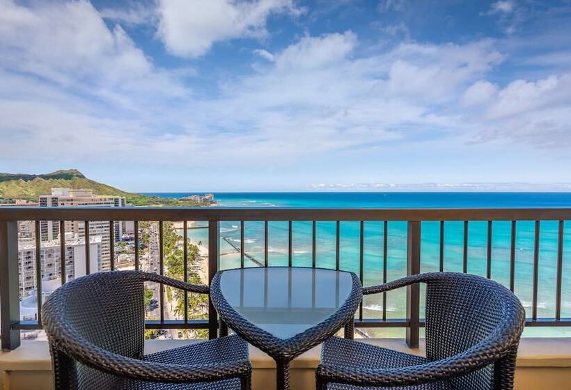 اتاق استاندارد با تخت دوبل و چشم‌انداز دریا, Hyatt Regency Waikiki Beach Resort & Spa