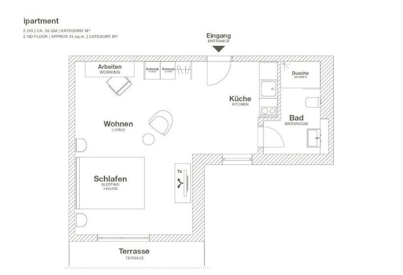 Студио Стандарт с Террасой, Ipartment Wolfsburg