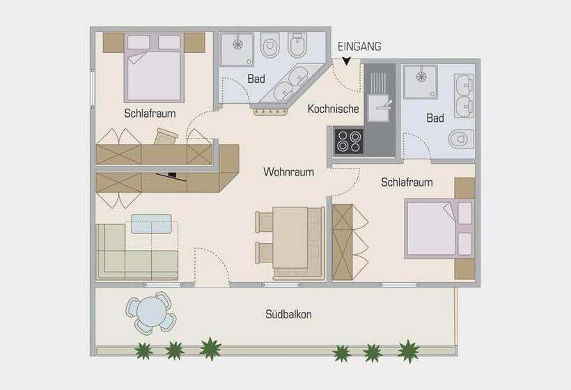 Апартаменты 2 Спальни, Residence Hirzer