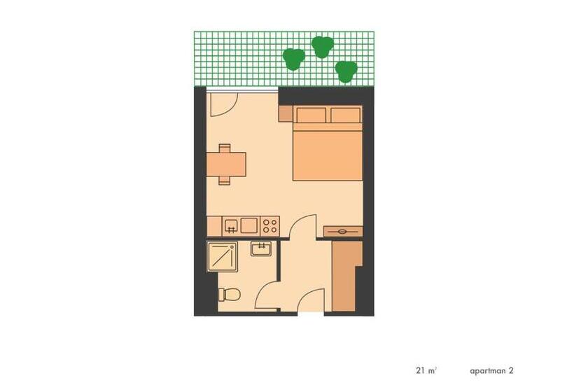 Апартаменты 1 Спальня с Террасой, Apartmány Gryf Harrachov