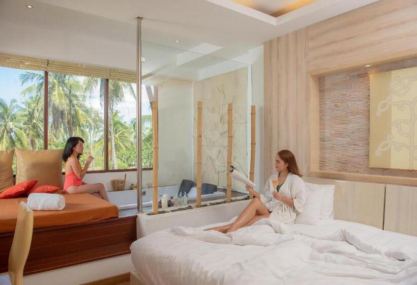 월풀욕조 주니어 스위트, Dhevan Dara Beach Villa Kuiburi