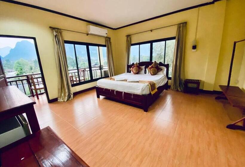 Quarto Deluxe com Sacada, Vang Vieng Hana River View Hotel & Travel