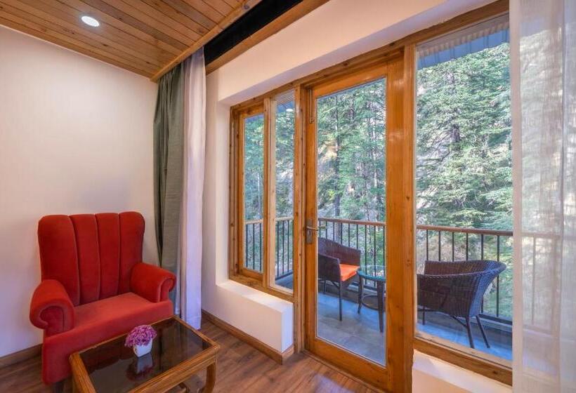 디럭스 룸 킹사이즈 침대, Bradhi   Echor Riverside Resort Jibhi