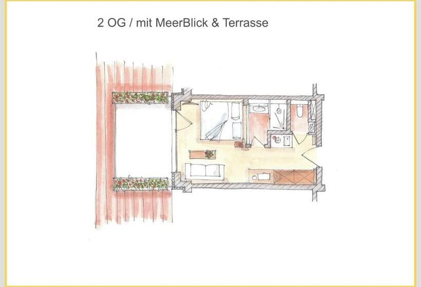 Апартаменты 1 Спальня с Террасой Вид на Море, Meerblickd21