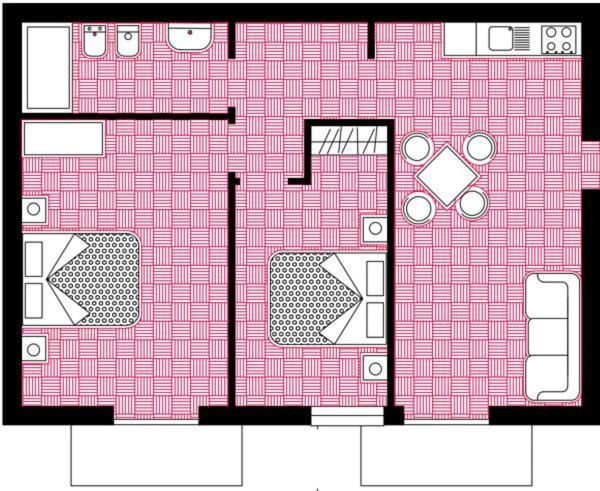 ２ベッドルームアパートメント, Residence Le Piscine