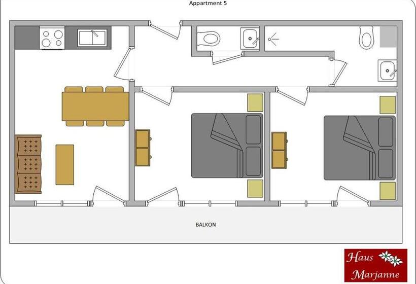 Апартаменты 2 Спальни, Haus Marjanne