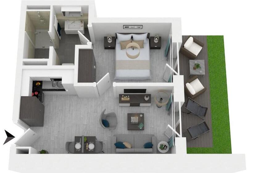 Апартаменты 1 Спальня с Террасой, Apartmentanlage Zwei Wasser  Strandhaus