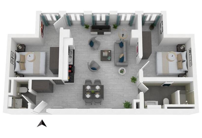 침실 2개 아파트, Apartmentanlage Zwei Wasser  Strandhaus