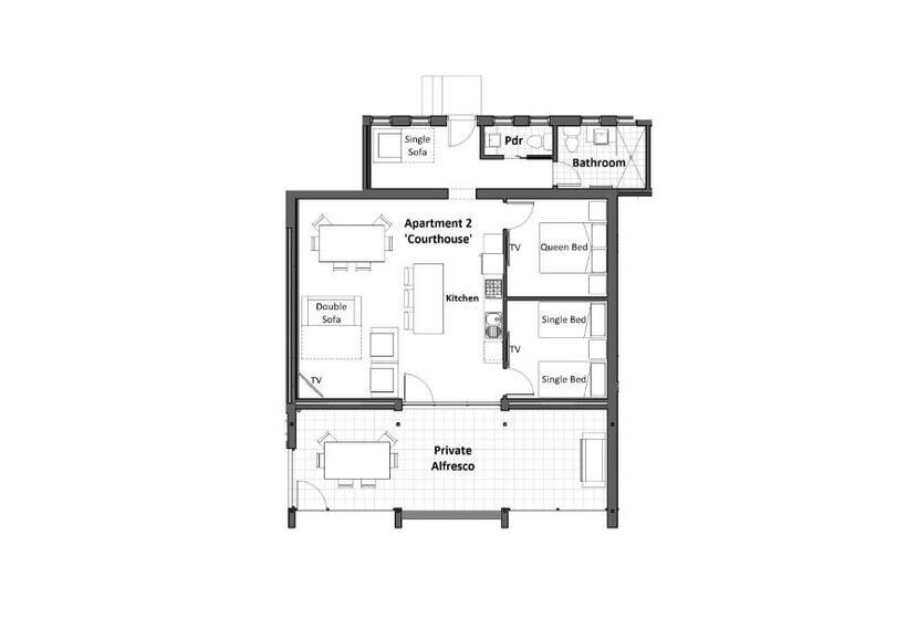 침실 2개 아파트, Loxton Courthouse Apartments