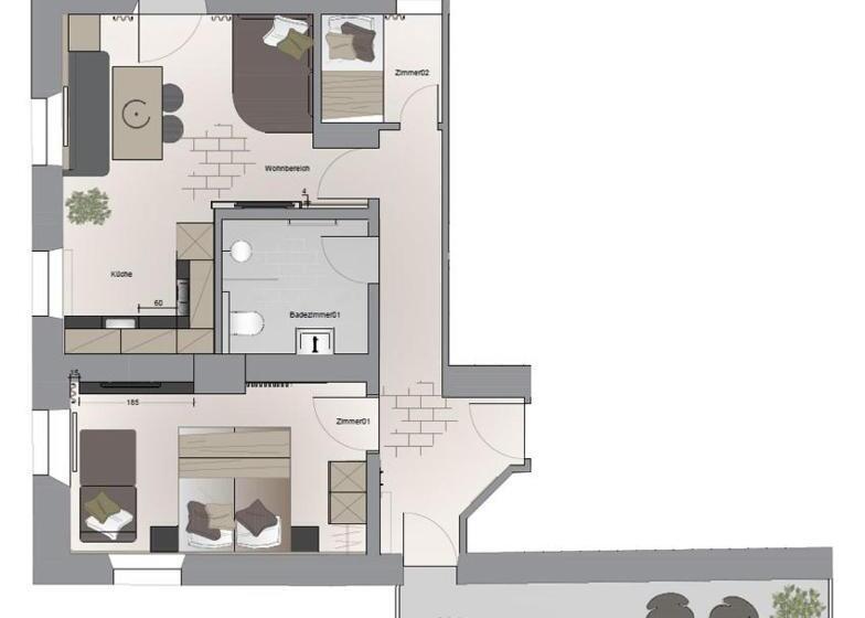 Апартаменты 2 Спальни с Балконом, Rosenhof  Premium Apartments & Erlebnisbauernhof