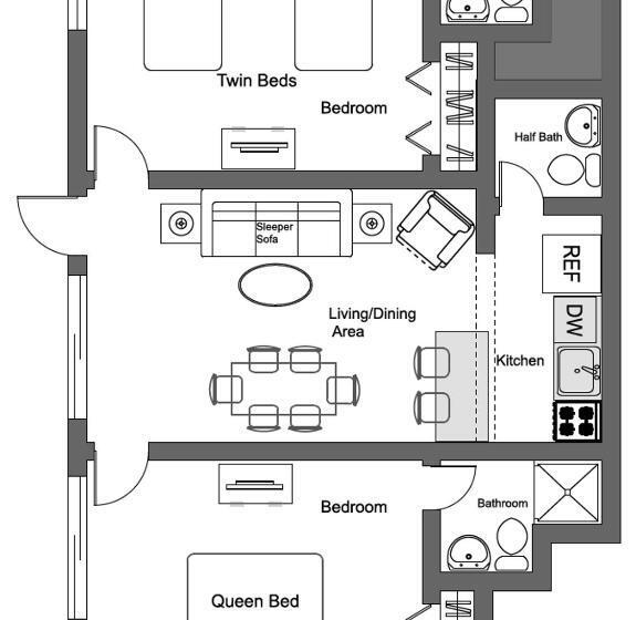 Апартаменты 2 Спальни Вид на Море, Enchanted Isle Hollywood Beach Resort