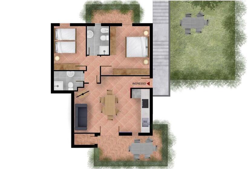 내측 침실 1개 아파트, Residenza Corte Casara