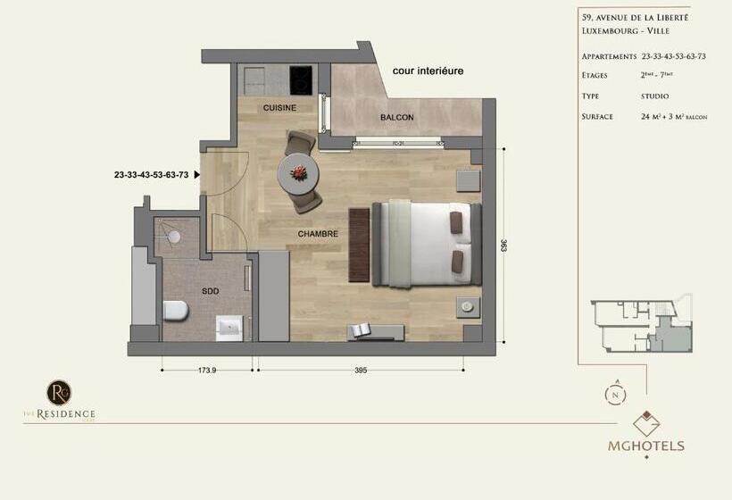 استودیو استاندارد با تراس, The Residence Gare
