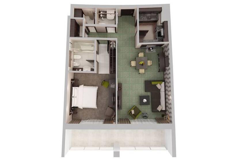 Апартаменты 1 Спальня Вид на Город, Flora Creek Deluxe Hotel Apartments, Dubai