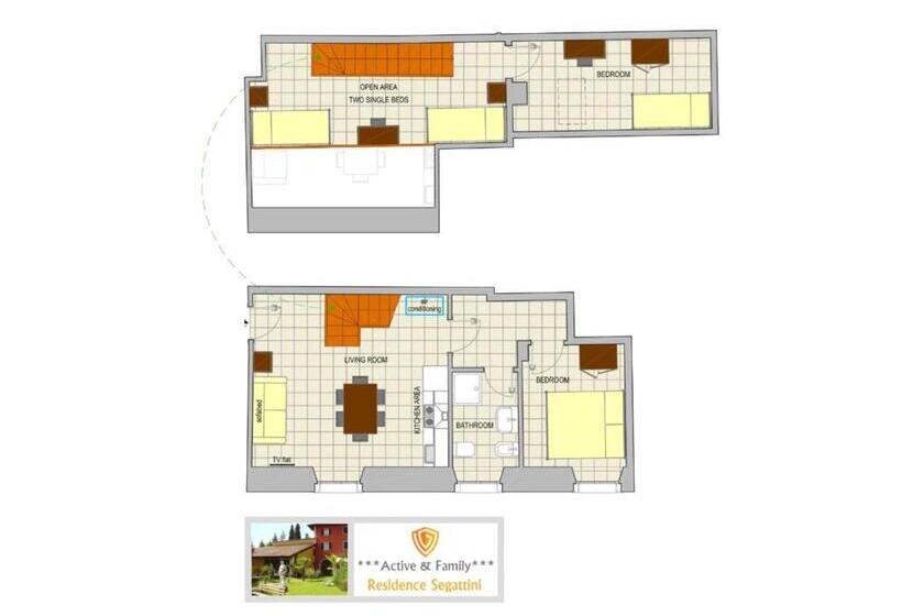 침실 2개 아파트, Residence Segattini