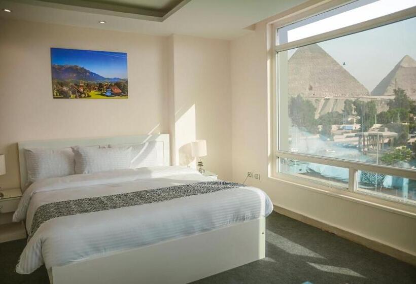 Standard Room King Size Bed, Turquoise Pyramids & Grand Egyptian Museum View