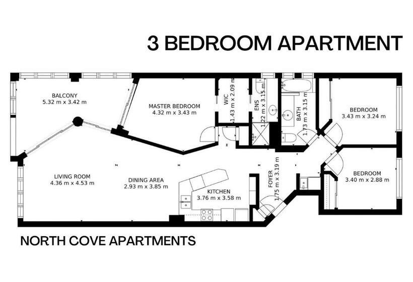 آپارتمان 3 خوابه, North Cove Waterfront Suites