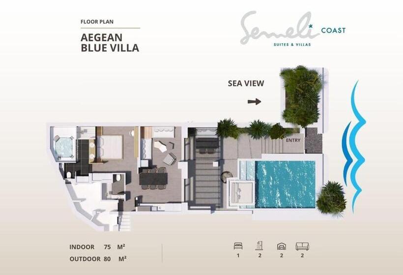 ویلای 1 خوابه, Semeli Coast Mykonos, Curio Collection By Hilton