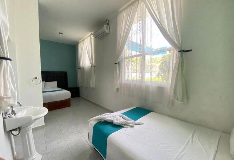 Habitación Estándar 2 Camas Matrimonio, Awazul Bacalar