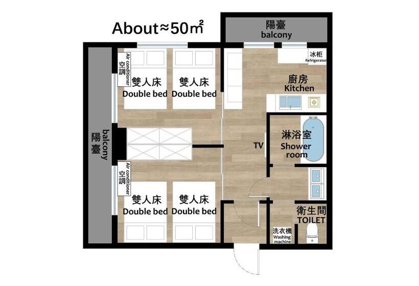 Апартаменты 2 Спальни, Ostay Vermillion Namba