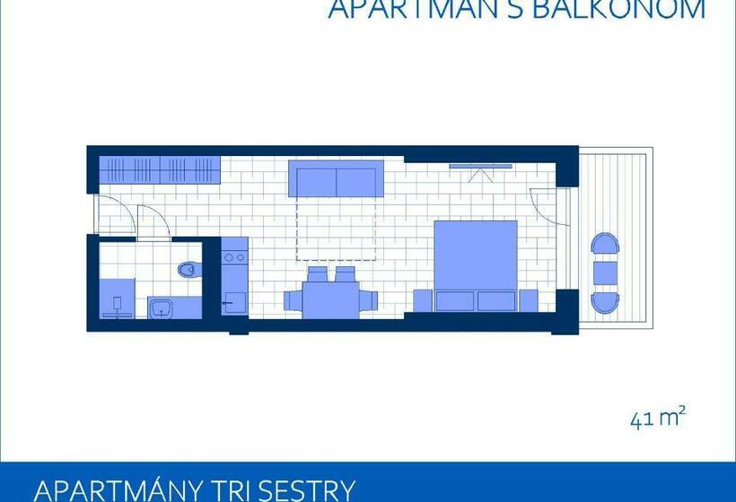 Апартаменты 1 Спальня с Балконом, Apartmány Tri Sestry   Real Ski In Ski Out