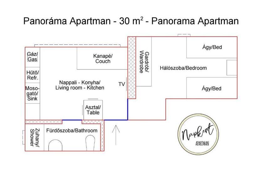 Апартаменты 1 Спальня Вид на Сад, Napkert Apartman