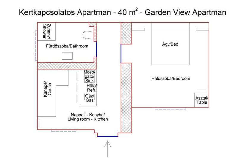 Апартаменты 1 Спальня Нижний Этаж, Napkert Apartman