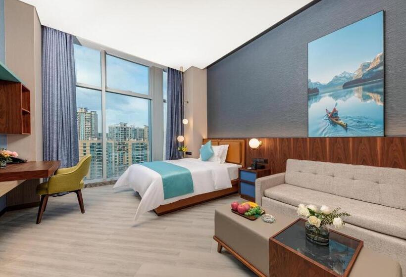 Номер Deluxe Кровать Кинг, Sha Zhi Ye Serviced Apartment Hotel   Houjie Wanda Plaza Liaoxia Subway Station