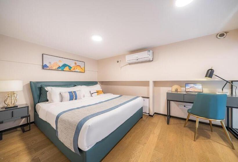 Quarto Deluxe Cama King, Gepai Executive Apartment   Shenzhen Futian Convention And Exhibition Center