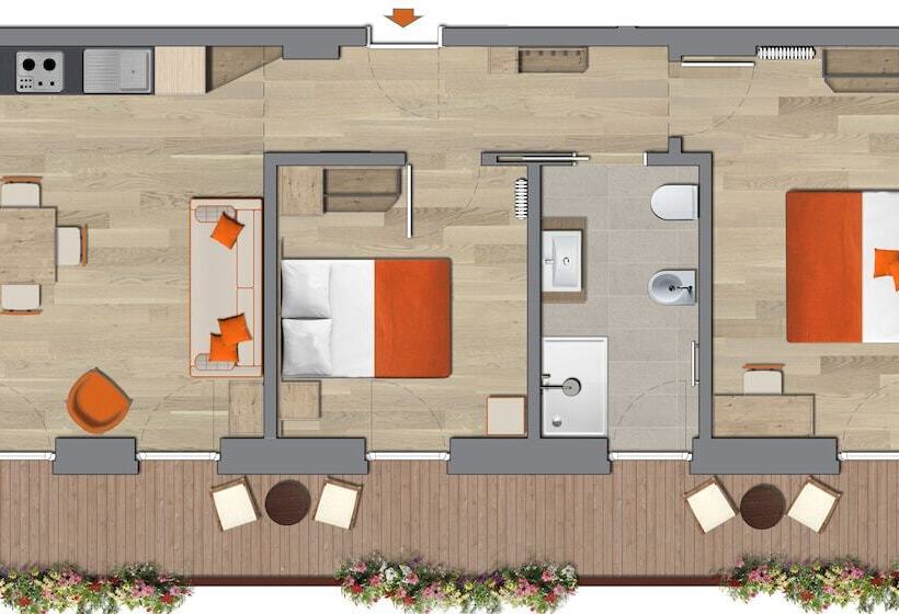 침실 2개 아파트, Residence Langes
