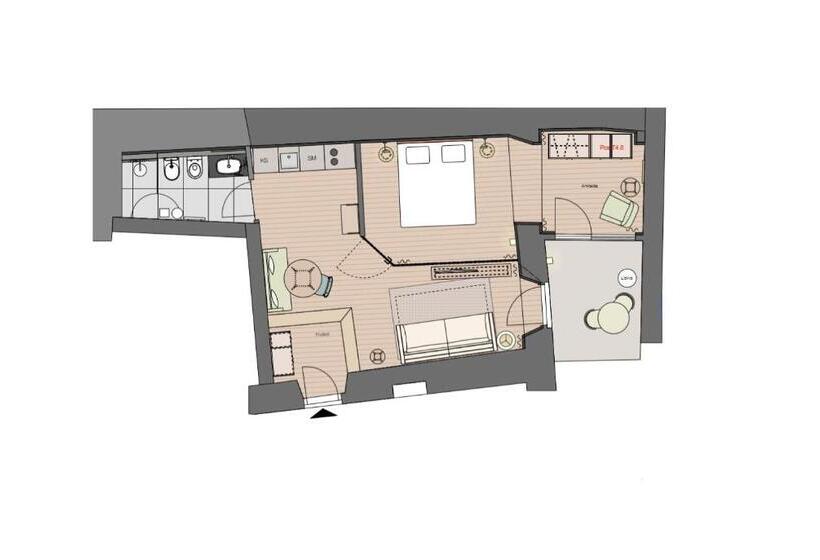 آپارتمان 1 خوابه با تراس, Kuntino Suites