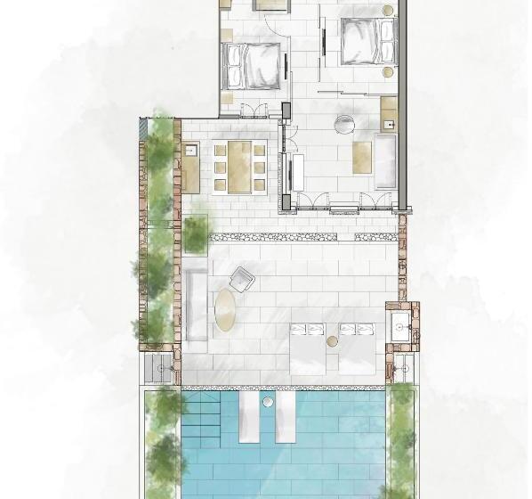 带2个卧室的套房, Ios Grand Pool Suites