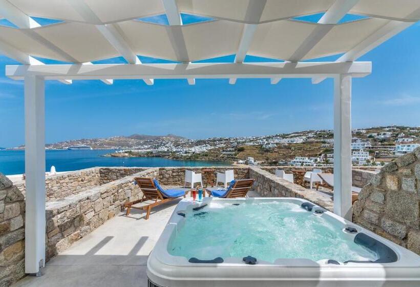 חדר סטנדרט עם ג'קוזי ונוף לים, Cape Mykonos