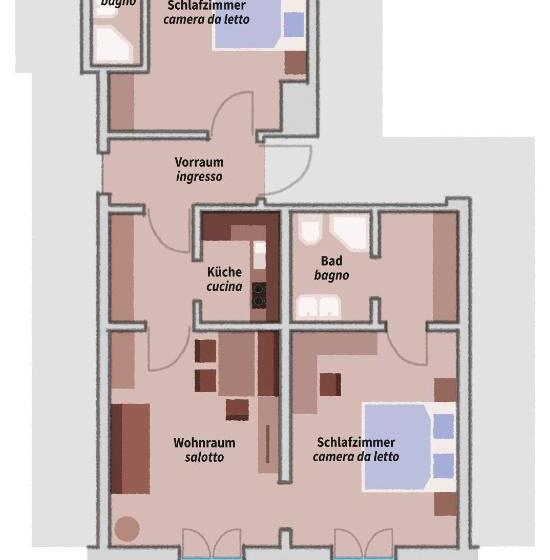Apartamento 2 Dormitórios, Garni Appartement Gartenheim