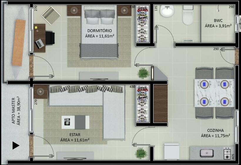 Apartamento 1 Quarto Rés-do-chão, Residencial Pontal Do Jurerê