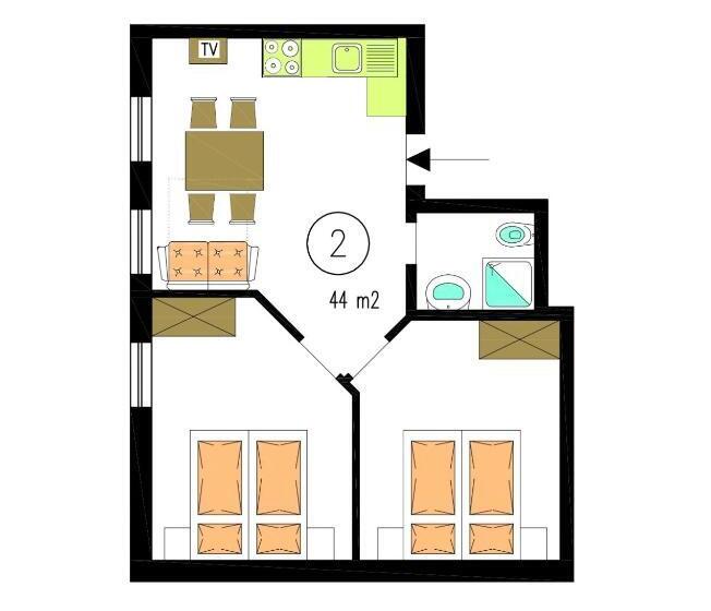 Апартаменты 2 Спальни, Merlhof