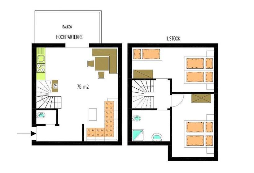 Апартаменты 2 Спальни, Merlhof