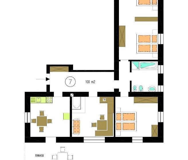 Апартаменты 1 Спальня Нижний Этаж, Merlhof