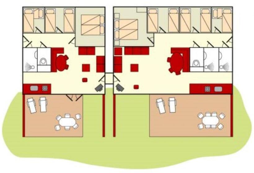 Апартаменты 1 Спальня, Bungalow 14 Personen