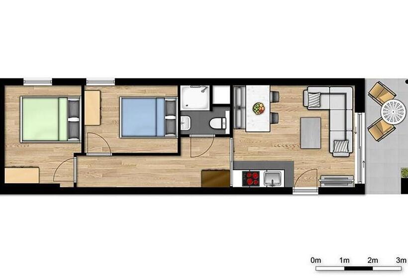 2人卧室家庭公寓, Green Resort Limburg