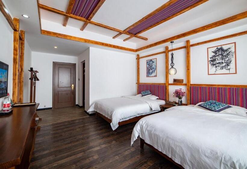 带2个双人床的标准工作室, Zhangjiajie Highlights Guesthouse
