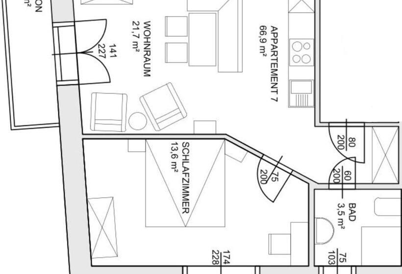 침실 1개 아파트, Pension Appartements Gabriele