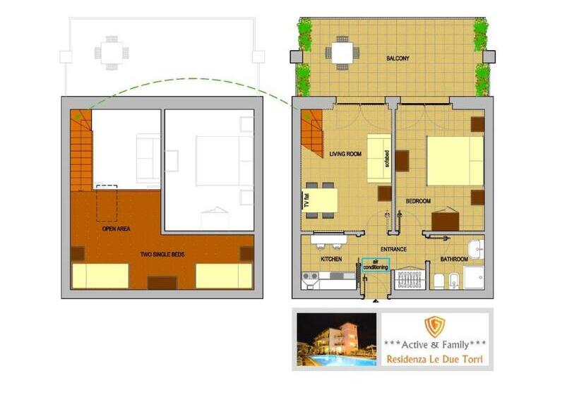 침실 1개 아파트, Residenza Le Due Torri