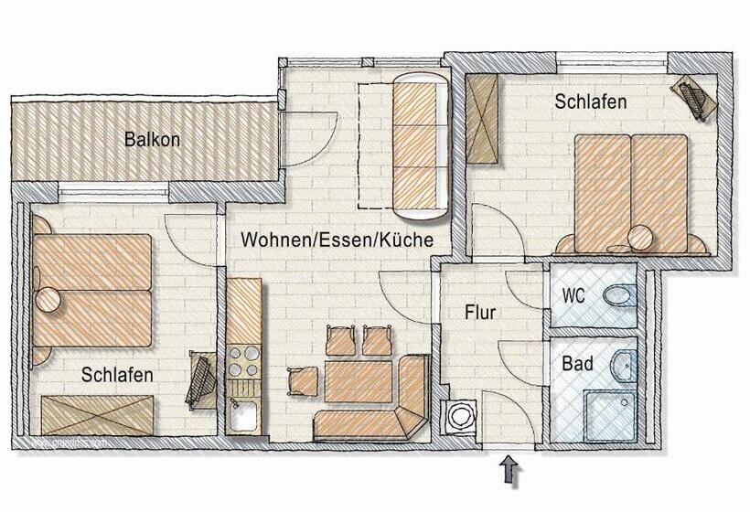 2 Sovrums Lägenhet, Posers Bergwelt B&b