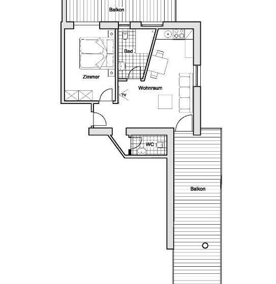 带1个卧室的带阳台的公寓, Appartements Graf Hartwig