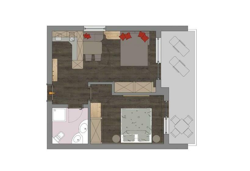 带1个卧室带观景的公寓, Familien Wellness Residence Tyrol
