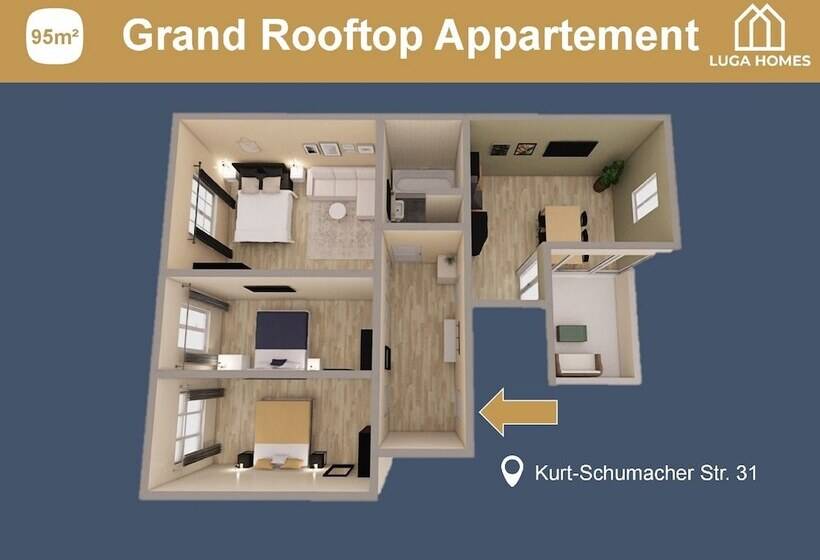 1침실 펜트하우스 아파트, Luga Homes  Stadthaus
